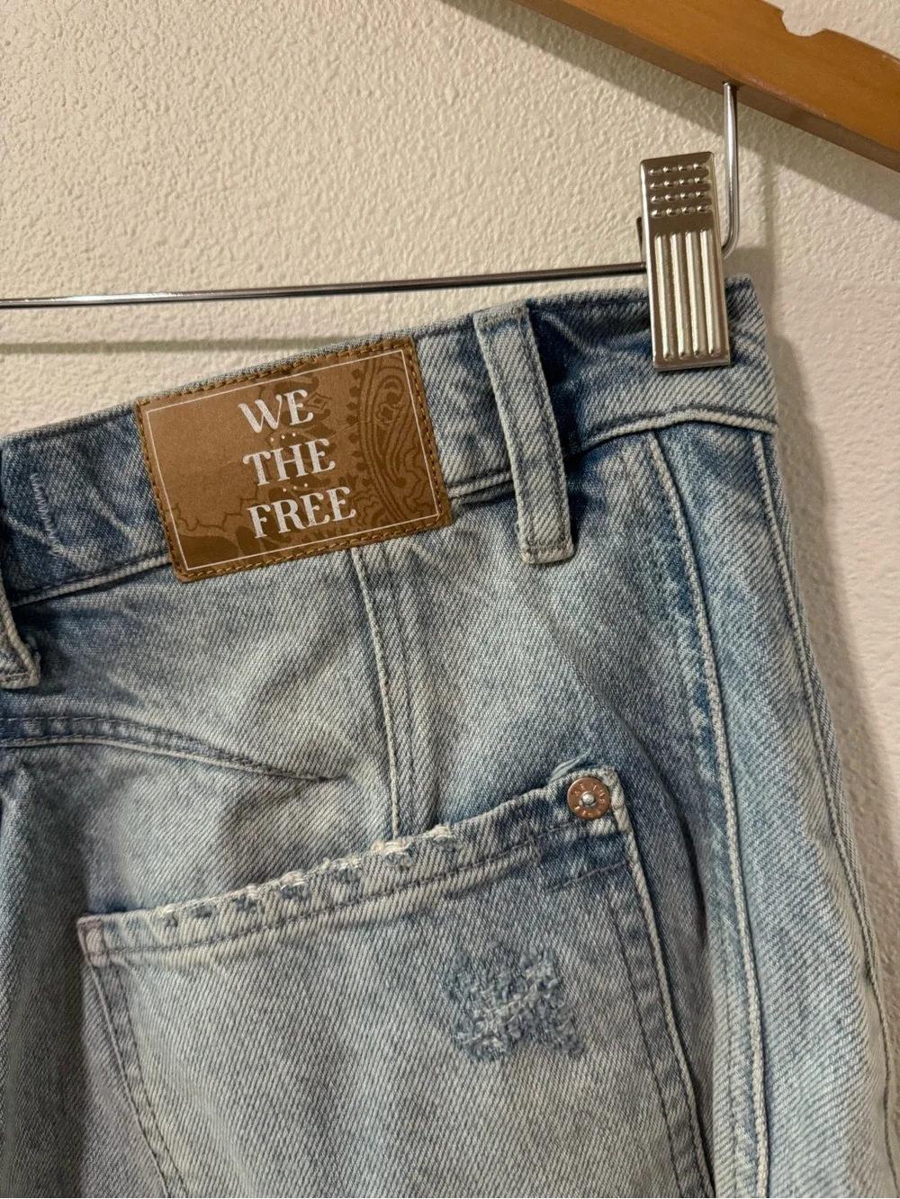 Free People We the Free Good Luck Mid Rise Barrel Jeans Light Wash Distressed-27
